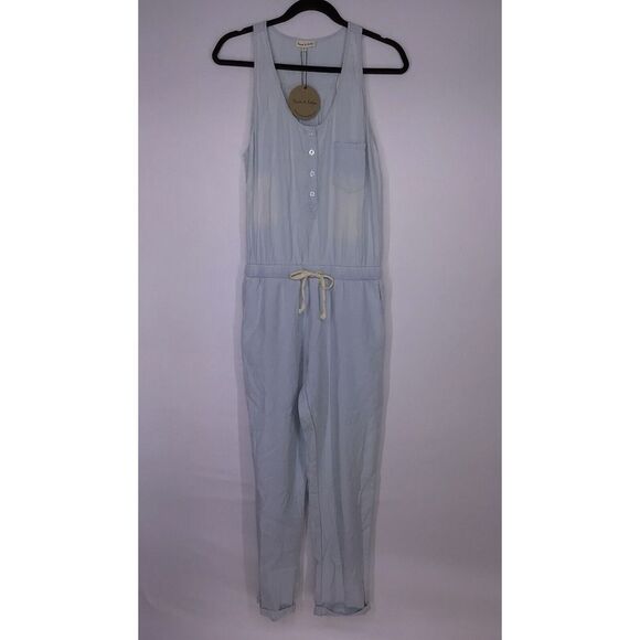 Aaron And Amber Sleeveless One piece Chambray Jumpsuit Women's Size‎ Small New - Picture 1 of 8